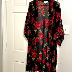 Sheer rose print cardigan